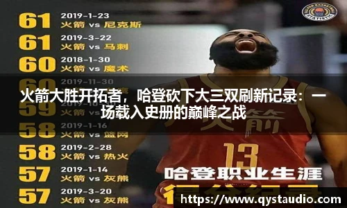 火箭大胜开拓者，哈登砍下大三双刷新记录：一场载入史册的巅峰之战