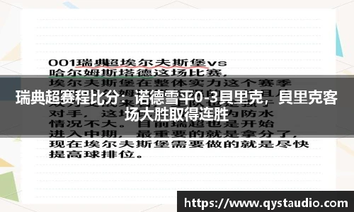 瑞典超赛程比分：诺德雪平0-3貝里克，貝里克客场大胜取得连胜